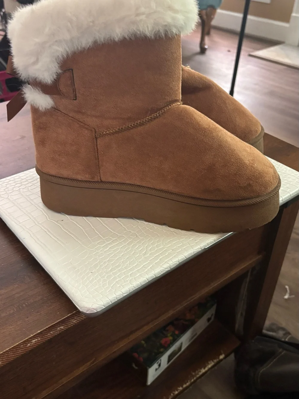 Women’s Tan Faux-Fur Ankle Booties - Cozy Winter Style
